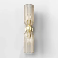 Maytoni væglampe Antic, 2 lyskilder, guld/amber, glas