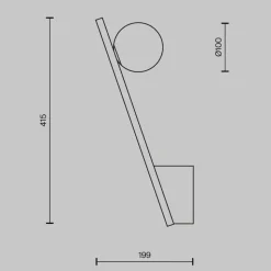 Maytoni væglampe Kazmir, sort, højde 35 cm, metal