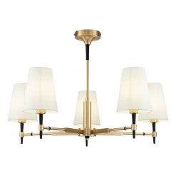 Maytoni Zaragoza lysekrone, 5 lyskilder, stofskærm