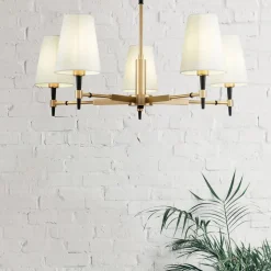 Maytoni Zaragoza lysekrone, 5 lyskilder, stofskærm