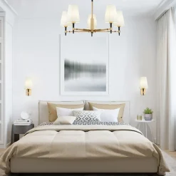 Maytoni Zaragoza lysekrone, 5 lyskilder, stofskærm