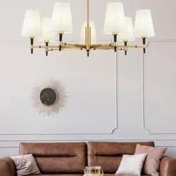 Maytoni Zaragoza lysekrone, 7 lyskilder, stofskærm