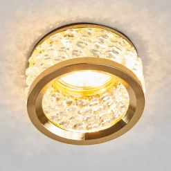 Med krystalpynt - indbygningslampe Iwen, guld