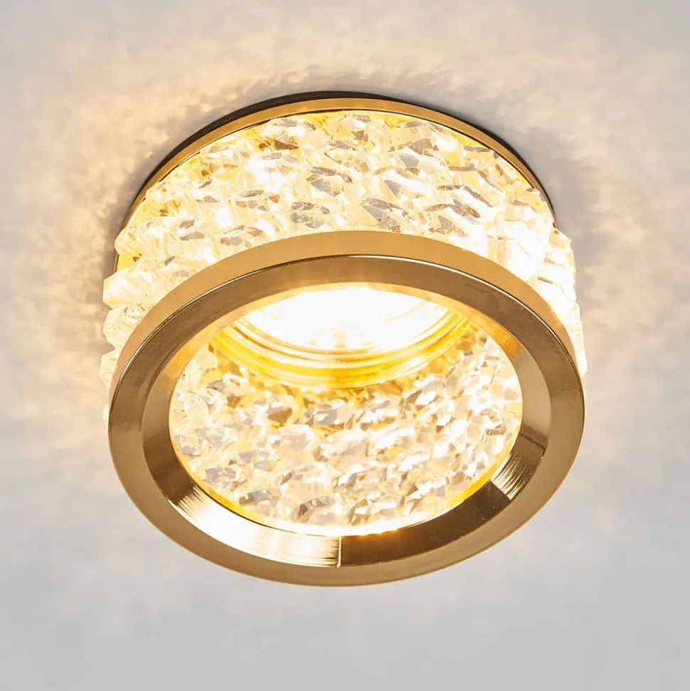 Med krystalpynt - indbygningslampe Iwen, guld