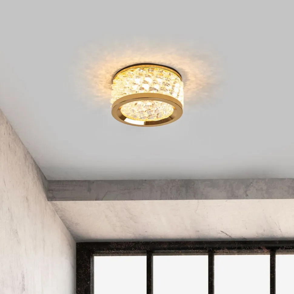 Med krystalpynt - indbygningslampe Iwen, guld