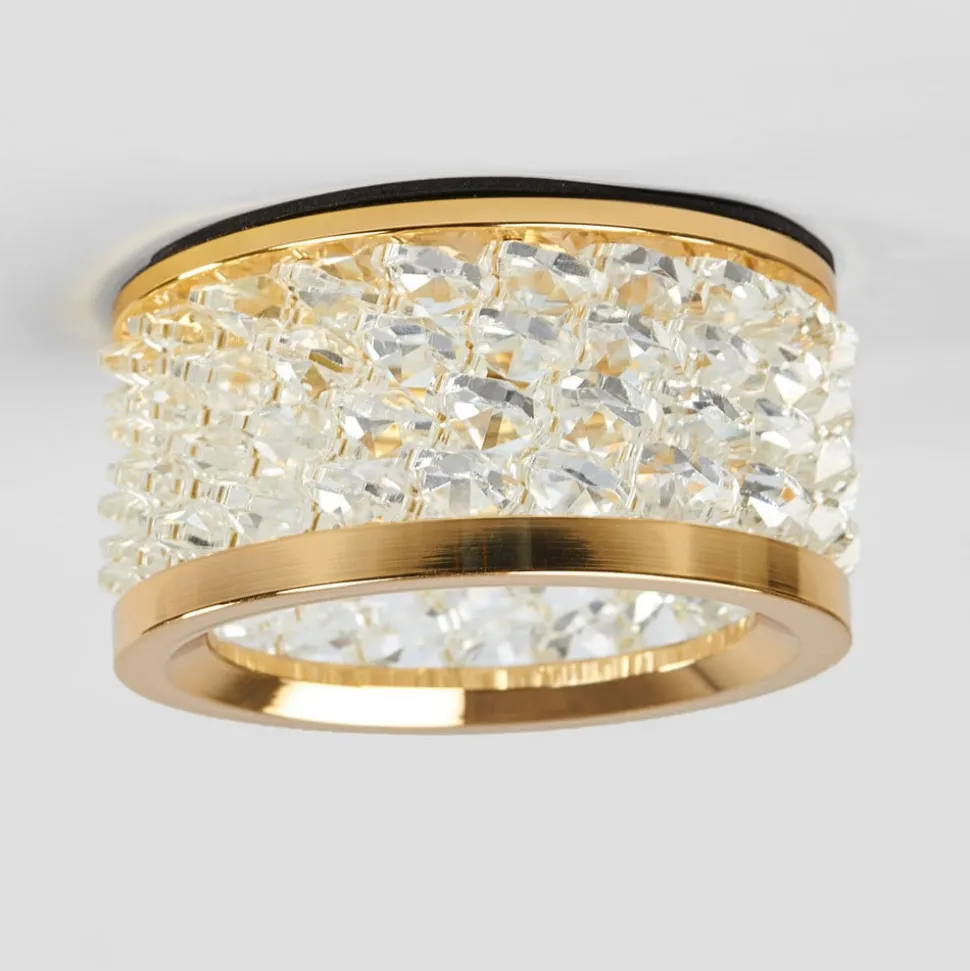 Med krystalpynt - indbygningslampe Iwen, guld