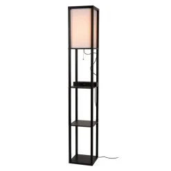 Menno gulvlampe, sort, 162,7 cm, trådløs oplader