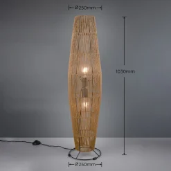 Miki gulvlampe, brun, højde 103 cm, papir