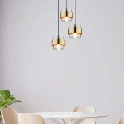 Milley hængelampe, Ø 45 cm, messingfarvet, 3 lyskilder, metal