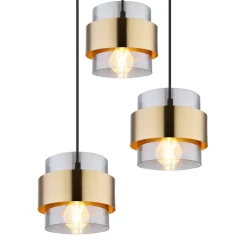 Milley hængelampe, Ø 45 cm, messingfarvet, 3 lyskilder, metal