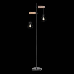 Mina gulvlampe, sort/brun, højde 168 cm, metal/træ