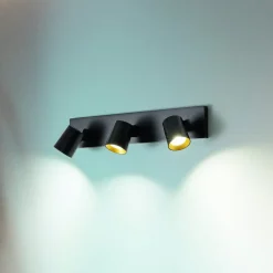 Modo spot, 3 lyskilder, sort, dekorative ringe, GU10, aluminium