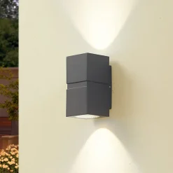 Mørkegrå LED udendørs væglampe Gabriela, 2-lys.