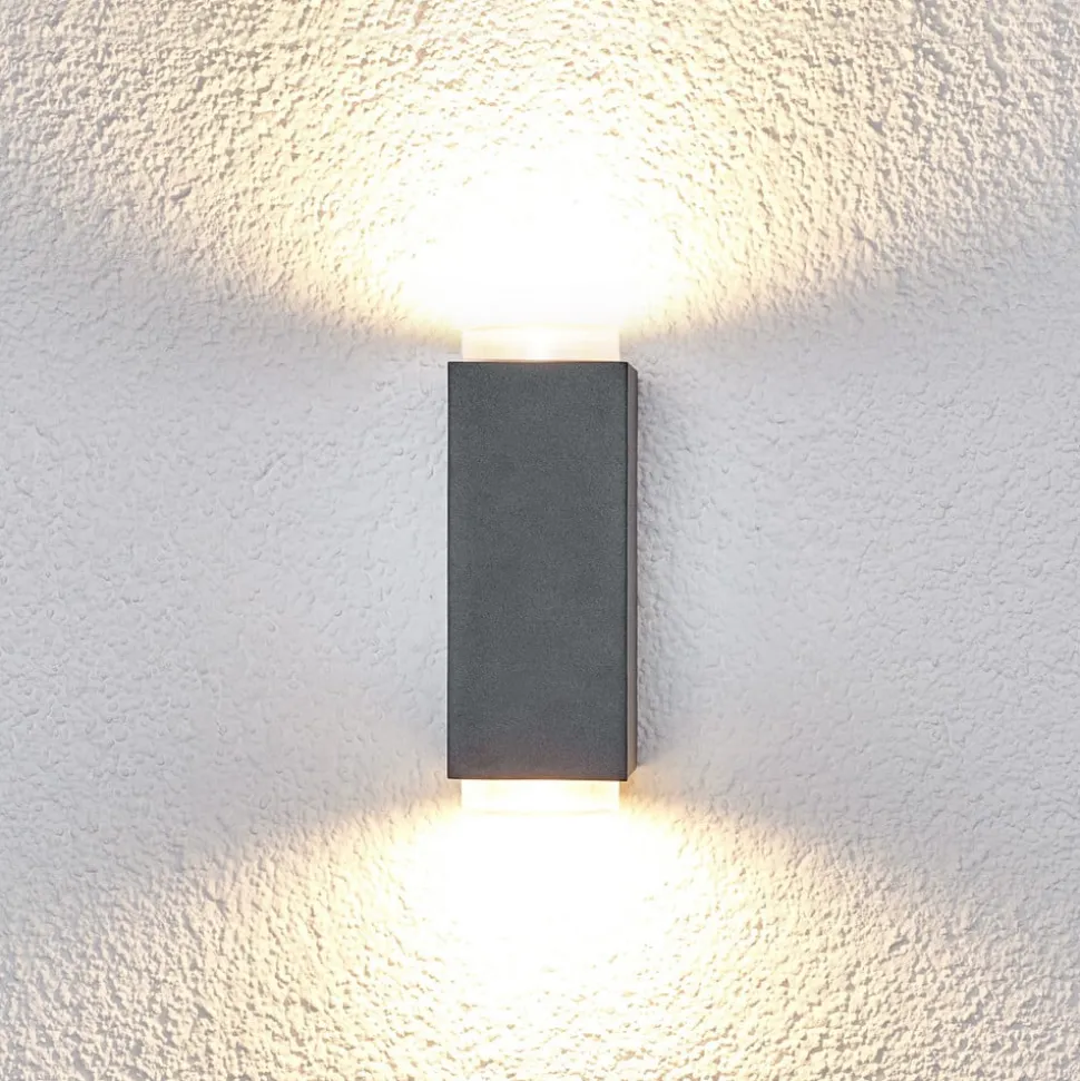 Mørkegrå udendørsvæglampe Jovan, 2 lyskilder