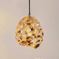 Narisa LED-pendel Ø 18 cm rosaguld/brun