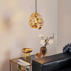 Narisa LED-pendel Ø 18 cm rosaguld/brun