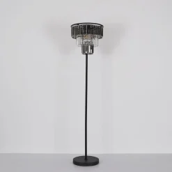 Naxis gulvlampe, sort/røggrå, højde 160 cm, krystal