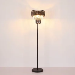 Naxis gulvlampe, sort/røggrå, højde 160 cm, krystal