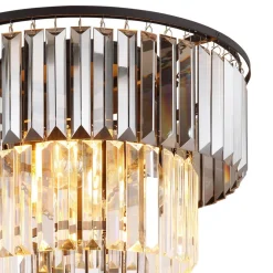 Naxis gulvlampe, sort/røggrå, højde 160 cm, krystal