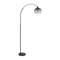 Newcastle gulvlampe, højde 196 cm, sort mat/røggrå
