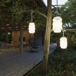 Newgarden Bita udendørs LED-hængelampe, hvid/brun