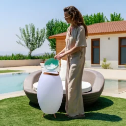 Newgarden LED-batteridrevet gulvlampe Apolo, hvid, PE, IP44