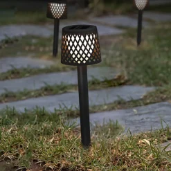 Newgarden LED-solcellelampe Gretita, sort, jordspyd, 4 stk