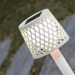 Newgarden LED-solcellelampe Gretita, hvid, jordspyd, sæt med 4 stk