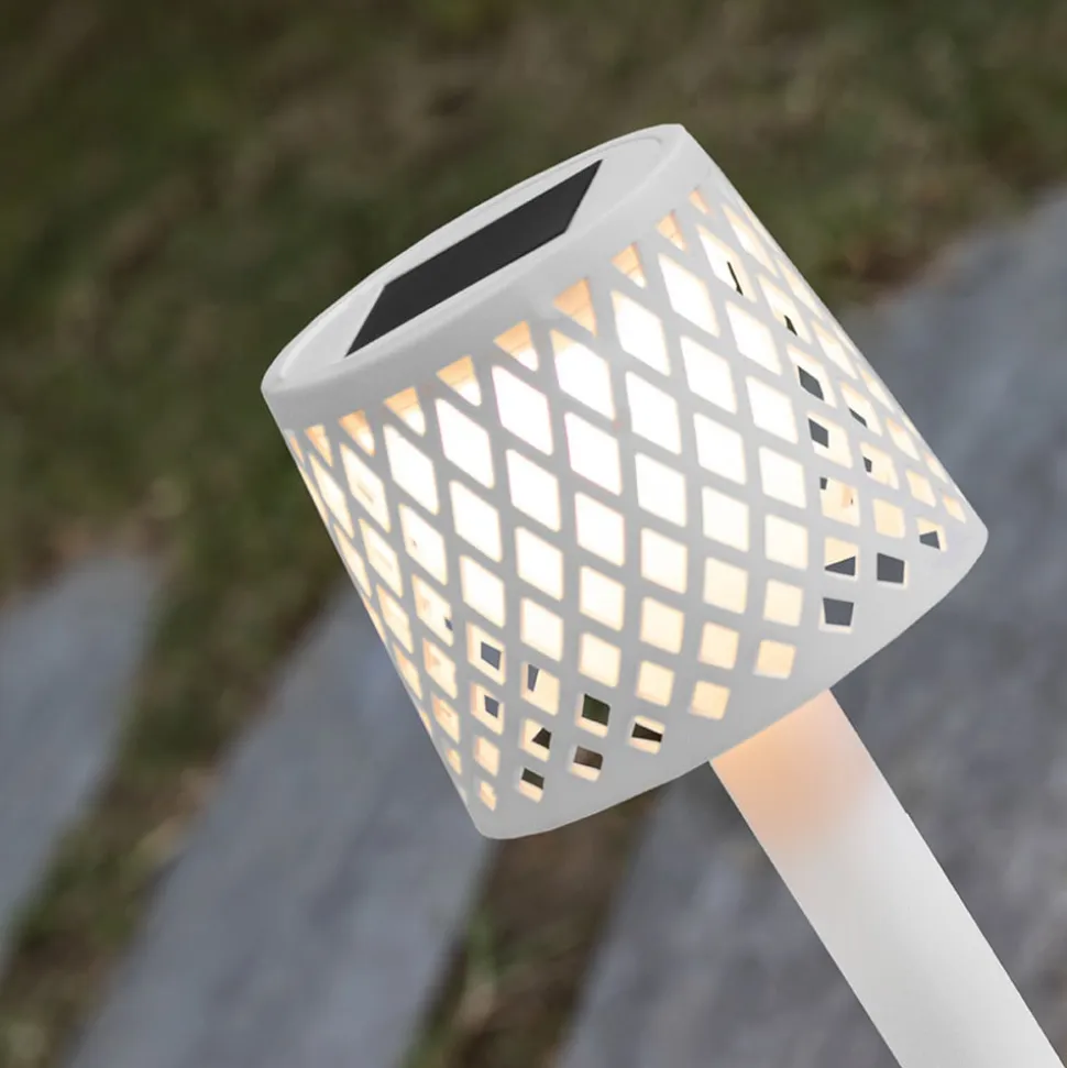 Newgarden LED-solcellelampe Gretita, hvid, jordspyd, sæt med 4 stk