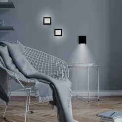 Newgarden LED-væglampe Box 8, sort, 7,5x7,5cm