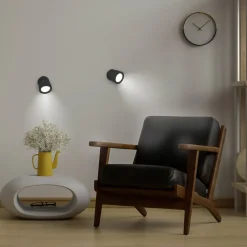 Newgarden LED-væglampe Roll 8, sort, drejelig