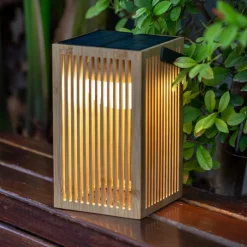 Newgarden Okinawa LED-bordlampe solcelle, bambus