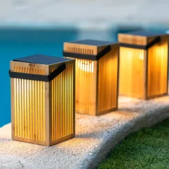 Newgarden Okinawa LED-bordlampe solcelle, bambus