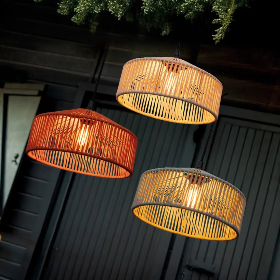 Newgarden pendellampe Calabardina, brun, reb, Ø30cm, IP44