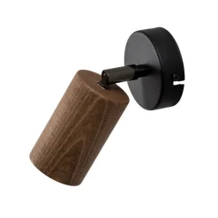 Nise væglampe, 1 lyskilde, sort stål, træ