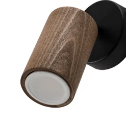 Nise væglampe, 1 lyskilde, sort stål, træ