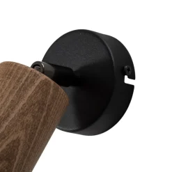 Nise væglampe, 1 lyskilde, sort stål, træ
