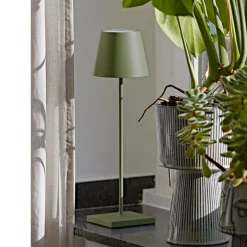 Nuindie LED genopladelig bordlampe, USB-C, grangrøn, IP54, dæmpbar