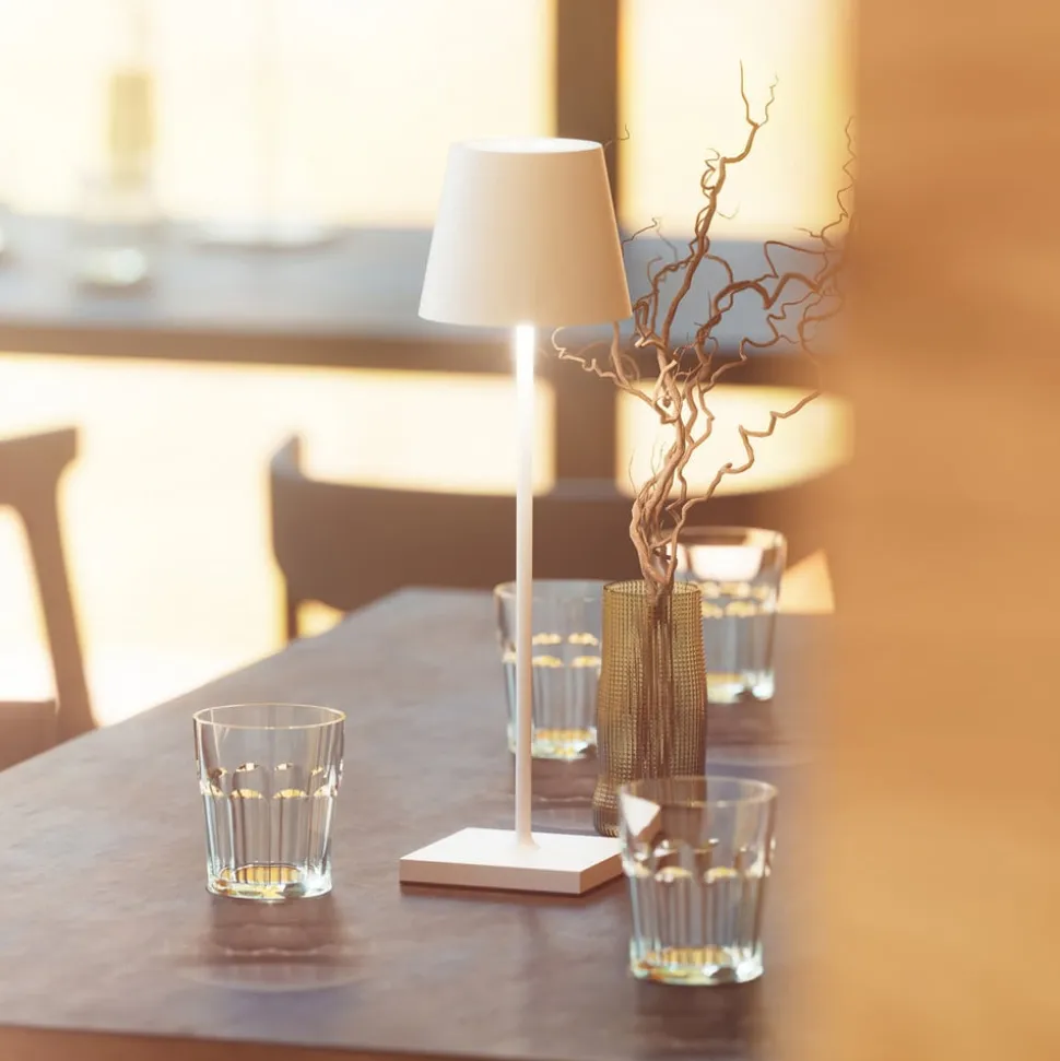 Nuindie LED genopladelig bordlampe, USB-C, hvid, IP54, dæmpbar