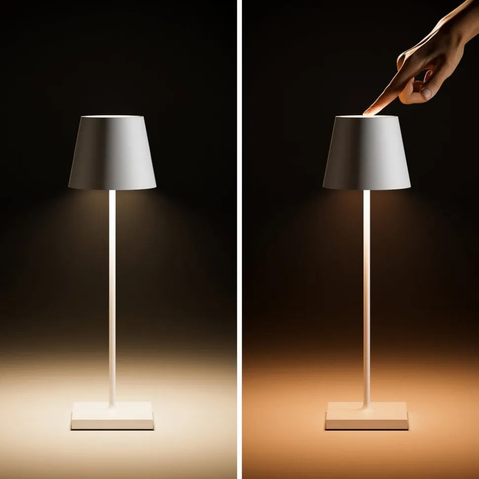 Nuindie LED genopladelig bordlampe, USB-C, hvid, IP54, dæmpbar