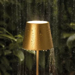 Nuindie LED genopladelig bordlampe, USB-C, guld, IP54, dæmpbar