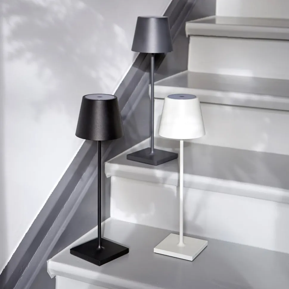 Nuindie LED genopladelig bordlampe, USB-C, grafit, IP54, dæmpbar