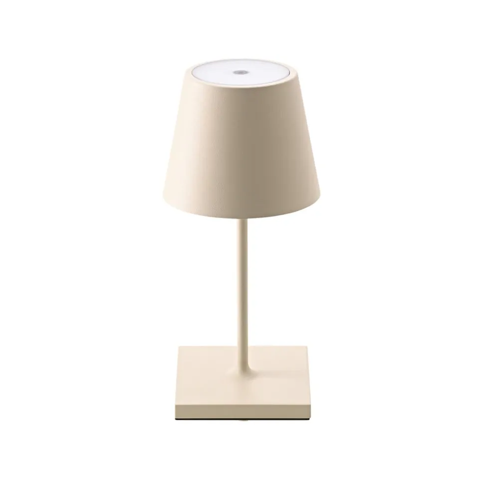 Nuindie mini LED genopladelig bordlampe, USB-C, beige, IP54, dæmpbar