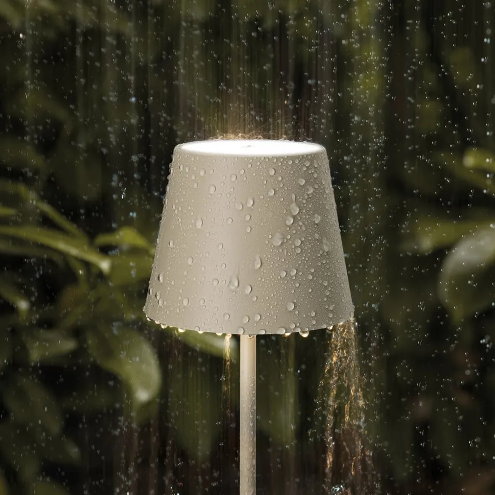 Nuindie mini LED genopladelig bordlampe, USB-C, beige, IP54, dæmpbar