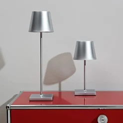 Nuindie mini LED genopladelig bordlampe, Easy Connect, sølv, dæmpbar.