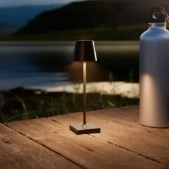 Nuindie pocket LED genopladelig bordlampe, sort, IP54, dæmpbar