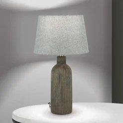 Orchid bordlampe, brun/grå, højde 53,5 cm, keramik/lin