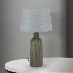 Orchid bordlampe, brun/grå, højde 53,5 cm, keramik/lin