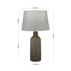 Orchid bordlampe, brun/grå, højde 53,5 cm, keramik/lin