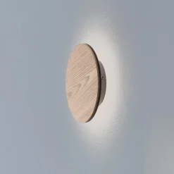 Orios LED-væglampe, træ, Ø 20 cm, indirekte spotlight